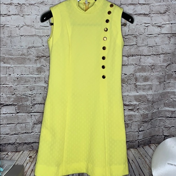 Vintage Dresses & Skirts - Vintage mod yellow scooter mini dress